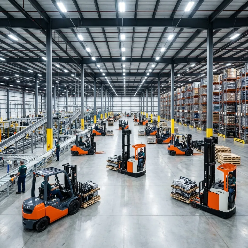 Industrial Warehouse with Toyota Forklift Fleet